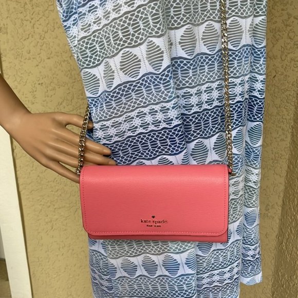 Kate Spade Chain Wallet Crossbody Clutch Pink - Picture 9 of 16